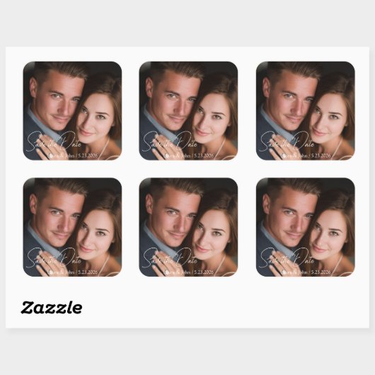 Personalized Photo & Custom Text Wedding Sticker (Vel)