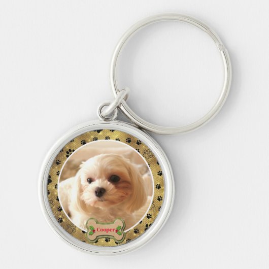 Personalized Photo Dog - Paw Print Design Sleutelhanger (Voorkant)
