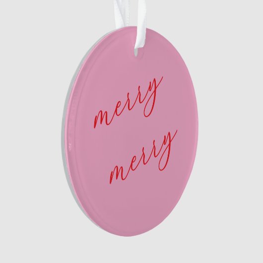 Personalized Photo Elegant Script Pink Christmas Ornament (voorkant)