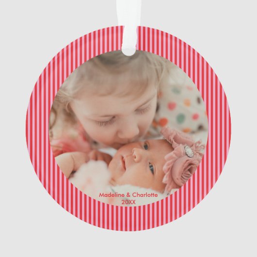 Personalized Photo Elegant Script Pink Christmas Ornament (achterkant)