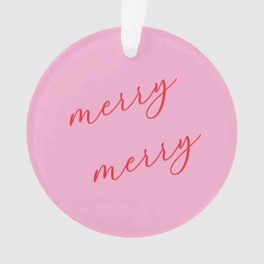 Personalized Photo Elegant Script Pink Christmas Ornament (voorkant)