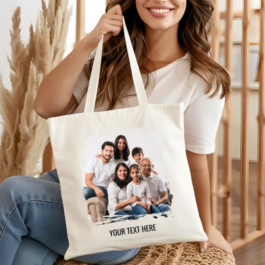 Personalized Photo Family Matching Custom Text Tote Bag