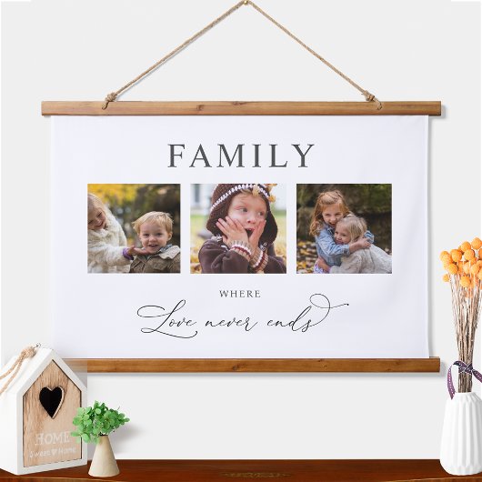 Personalized Photo Family Where Love Never Ends Hangend Wandkleed