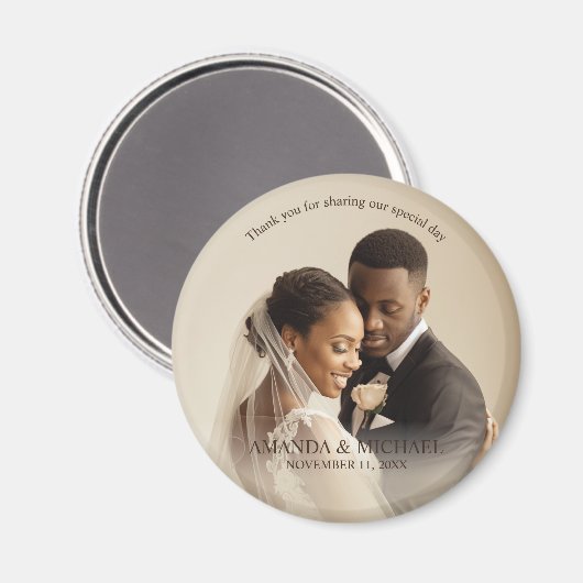 Personalized Photo Favor with Names & Wedding Date Magneet (Voorkant / Achterkant)