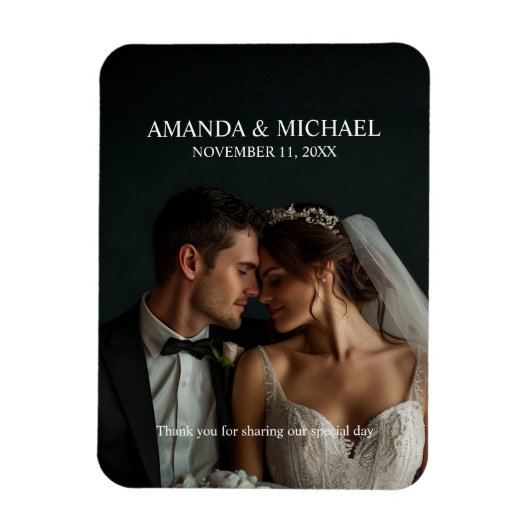 Personalized Photo Favor with Names & Wedding Date Magneet (Verticaal)