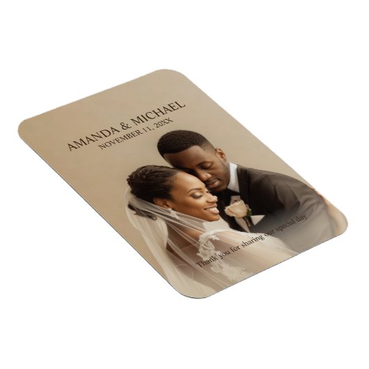 Personalized Photo Favor with Names & Wedding Date Magneet (Rechterzijde)