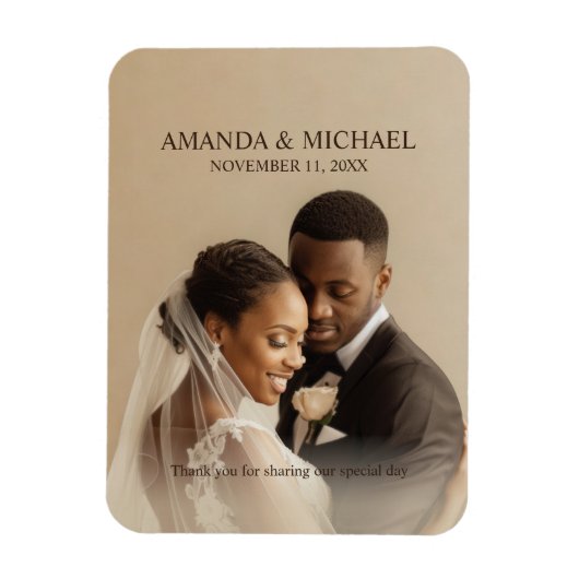 Personalized Photo Favor with Names & Wedding Date Magneet (Verticaal)