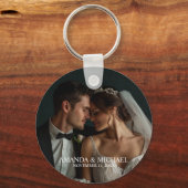 Personalized Photo Favor with Names & Wedding Date Sleutelhanger (Voorkant)