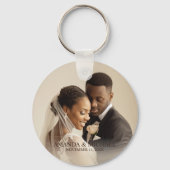 Personalized Photo Favor with Names & Wedding Date Sleutelhanger (Voorkant)