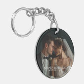 Personalized Photo Favor with Names & Wedding Date Sleutelhanger (Voorkant Links)