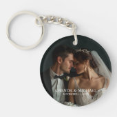 Personalized Photo Favor with Names & Wedding Date Sleutelhanger (Voorkant)