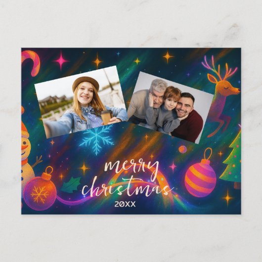 Personalized Photo Holiday Card - Custom Christmas Feestdagenkaart (Voorkant)