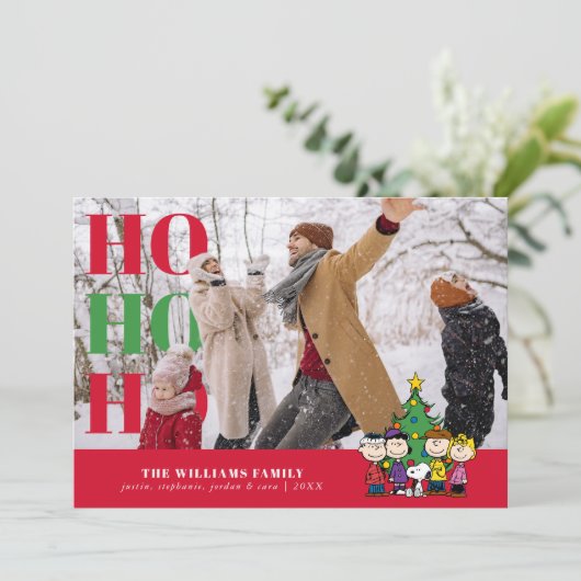 Personalized Photo Holiday Gang Around the Tree Feestdagenkaart (Staand voorkant)