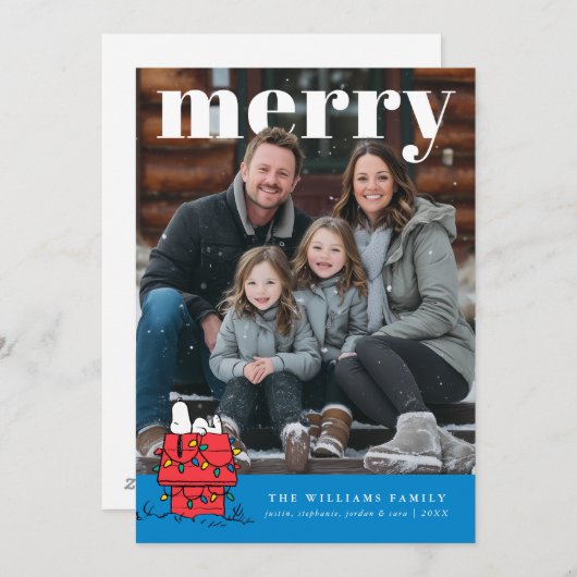 Personalized Photo Holiday Snoopy Doghouse Feestdagenkaart (Voorkant / Achterkant)