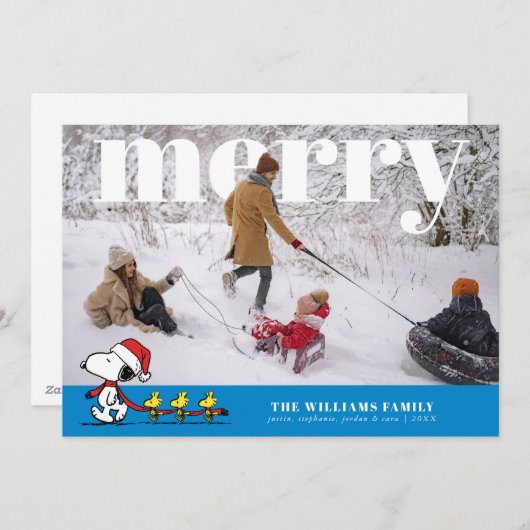 Personalized Photo Holiday Snoopy & Friends Feestdagenkaart (Voorkant / Achterkant)