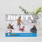 Personalized Photo Holiday Snoopy & Friends Feestdagenkaart (Staand voorkant)