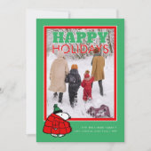 Personalized Photo Holiday Snoopy Puffer Jacket Feestdagenkaart (Voorkant)