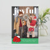 Personalized Photo Holiday Snoopy Puffer Jacket Feestdagenkaart (Staand voorkant)