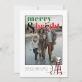 Personalized Photo Holiday Snoopy & Woodstock Feestdagenkaart (Voorkant)