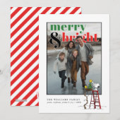 Personalized Photo Holiday Snoopy & Woodstock Feestdagenkaart (Voorkant / Achterkant)