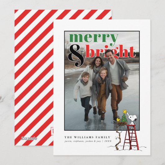 Personalized Photo Holiday Snoopy & Woodstock Feestdagenkaart (Voorkant / Achterkant)