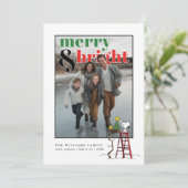 Personalized Photo Holiday Snoopy & Woodstock Feestdagenkaart (Staand voorkant)