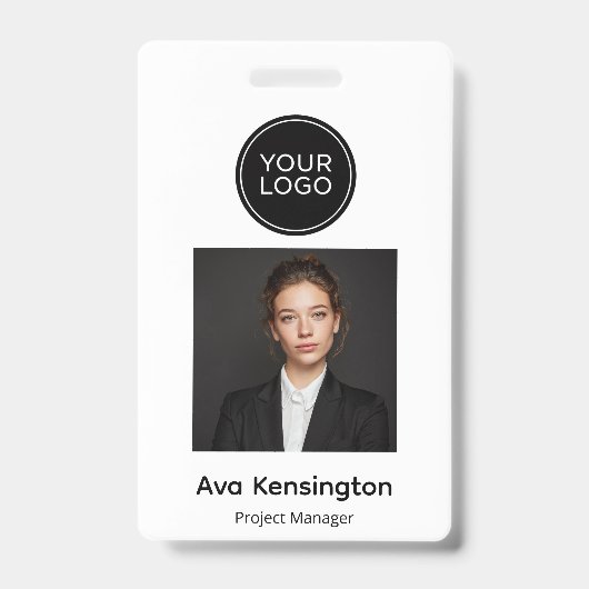 Personalized Photo ID Badge with Logo Modern (Front)