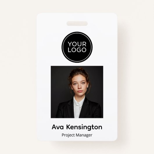 Personalized Photo ID Badge with Logo  Modern  (Voorkant)