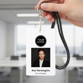 Personalized Photo ID Badge with Logo  Modern 