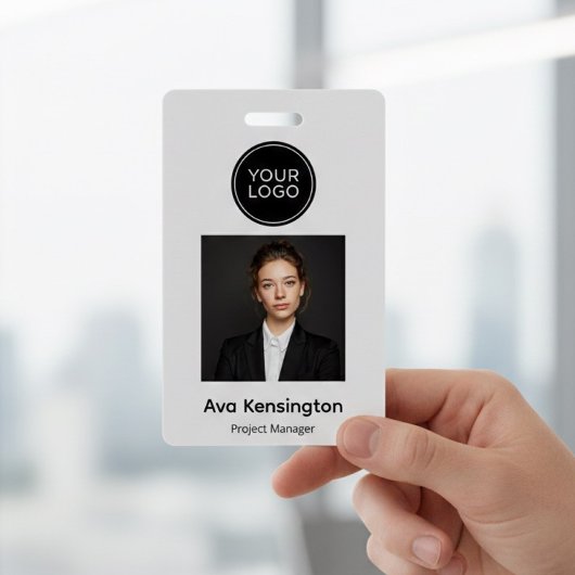 Personalized Photo ID Badge with Logo  Modern 