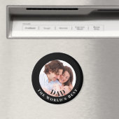 Personalized Photo in Black Circle Best Dad Magneet (Insitu (Vaatwasser))