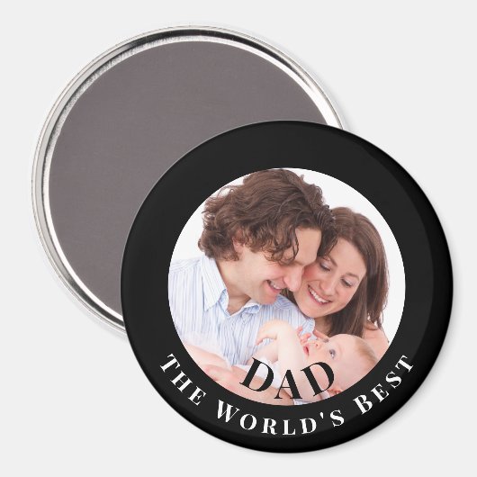 Personalized Photo in Black Circle Best Dad Magneet (Voorkant / Achterkant)