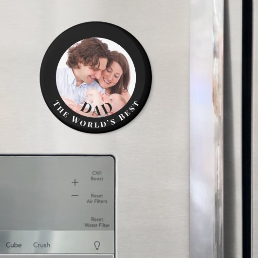 Personalized Photo in Black Circle Best Dad Magneet (Insitu (Koelkast))