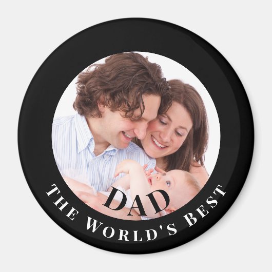 Personalized Photo in Black Circle Best Dad Magneet (Voorkant)