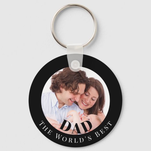 Personalized Photo in Black Circle Best Dad Sleutelhanger (Voorkant)
