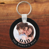 Personalized Photo in Black Circle Best Dad Sleutelhanger (Achterkant)