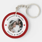 Personalized Photo in White Circle with Red Heart Sleutelhanger (Achterkant)