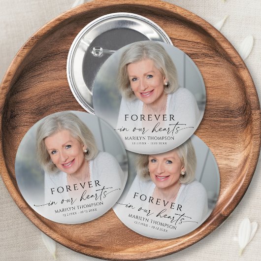 Personalized Photo Memorial Funeral Keepsake Ronde Button 5,7 Cm
