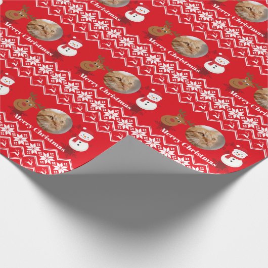 Personalized Photo Merry Christmas Cadeaupapier (Hoek)