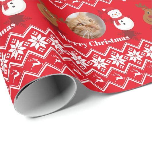 Personalized Photo Merry Christmas  Cadeaupapier (Rol Hoek)