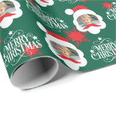 Personalized Photo Merry Christmas  Cadeaupapier (Rol Hoek)