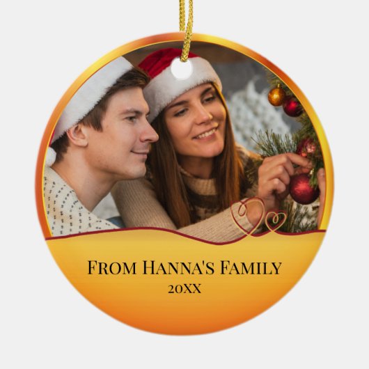 Personalized Photo "Merry Christmas" Nativity Keramisch Ornament (Voorkant)