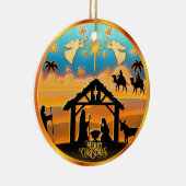 Personalized Photo "Merry Christmas" Nativity Keramisch Ornament (Rechts)