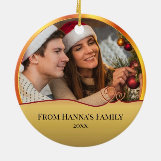Personalized Photo "Merry Christmas" Nativity Keramisch Ornament (Achterkant)