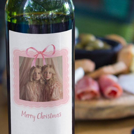 Personalized Photo Merry Christmas Wine Labels Wijn Etiket