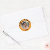 Personalized Photo, Name And Age Birthday Ronde Sticker (Envelop)