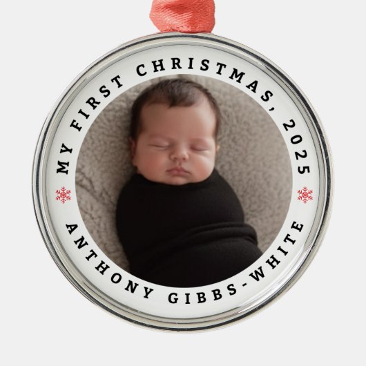 Personalized Photo &Name First Christmas Ornament  (Voorkant)
