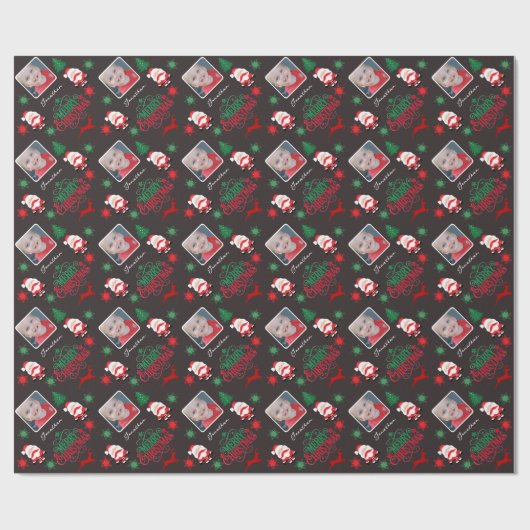 Personalized Photo Name Merry Christmas Cadeaupapier (Vlak)