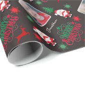 Personalized Photo Name Merry Christmas Cadeaupapier (Rol Hoek)
