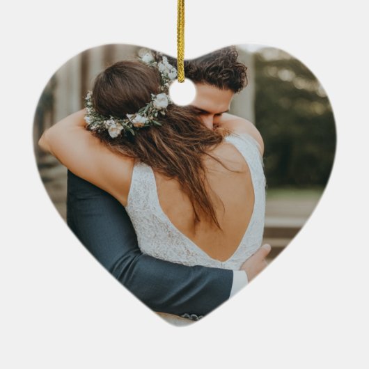 Personalized Photo, Names and Date Married Keramisch Ornament (Achterkant)